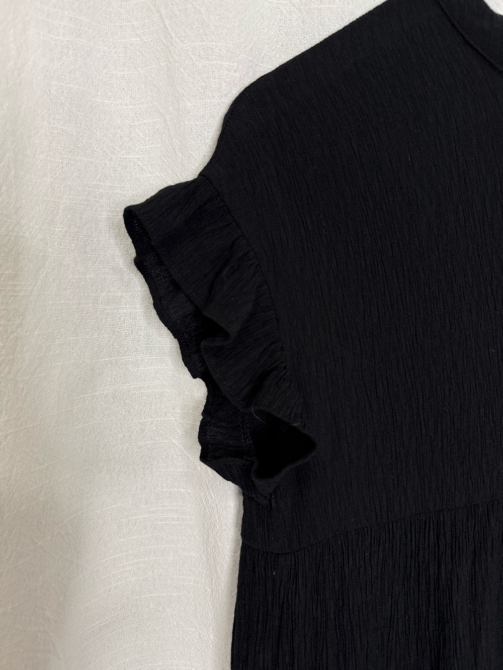 Aura Black Ruffle Sleeve Tiered Mini Dress sz S - Picture 4 of 9